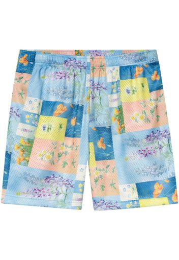 John Elliott Super Bloom Grid-print shorts - Blue