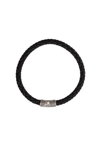 John Hardy Silver Classic Chain Round Woven Leather Bracelet - Black