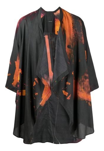 JULIUS tie-dye open-front shirt - Black