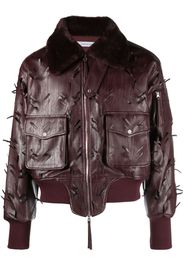 JUNTAE KIM distressed-effect faux-leather jacket - Red