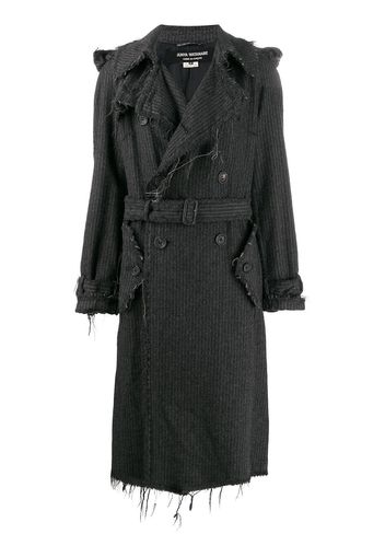 Junya Watanabe Comme des Garçons Pre-Owned pinstripe frayed trench coat - Grey