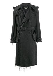 Junya Watanabe Comme des Garçons Pre-Owned pinstripe frayed trench coat - Grey