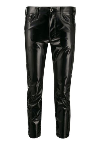 vinyl-effect cropped trousers