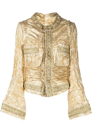 Junya Watanabe ruched-lamé flared-cuff jacket - Neutrals