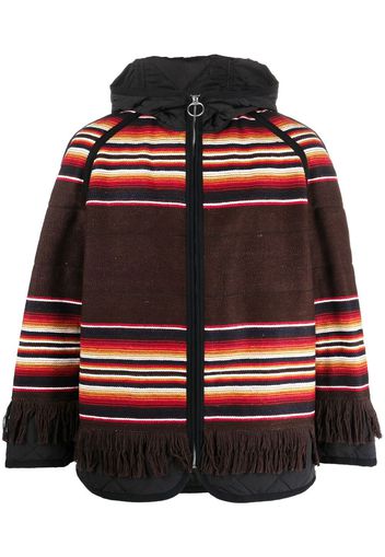 Junya Watanabe stripe-design fringed padded jacket - Brown