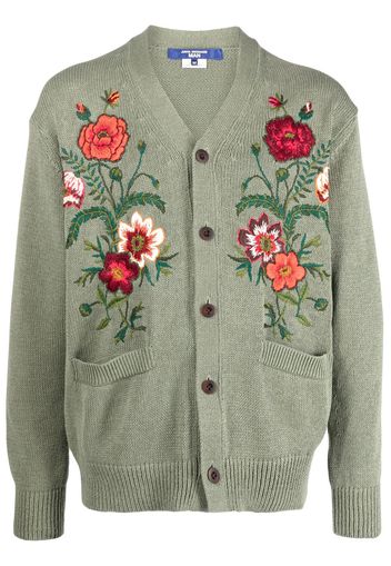 Junya Watanabe floral-embroidered V-neck cardigan - Green