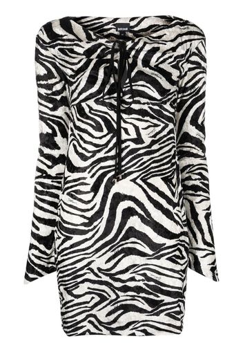 Just Cavalli keyhole-neck zebra-print dress - White