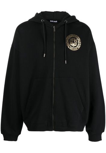 Just Cavalli logo-print cotton hoodie - Black