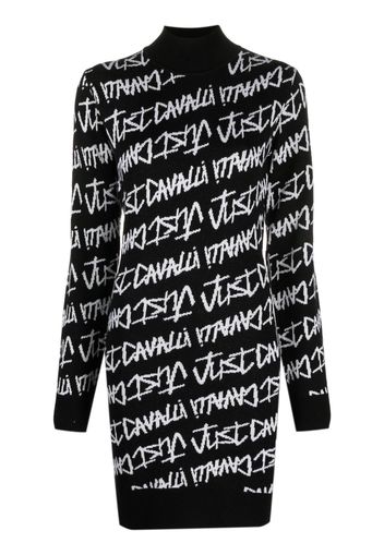 Just Cavalli intarsia-knit logo dress - Black