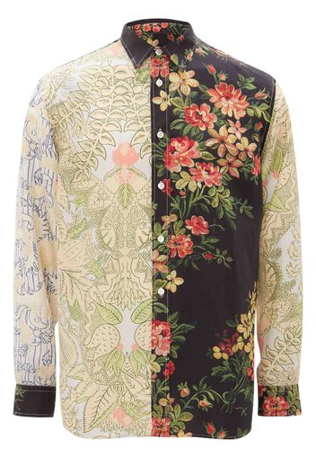 panelled floral print shirt