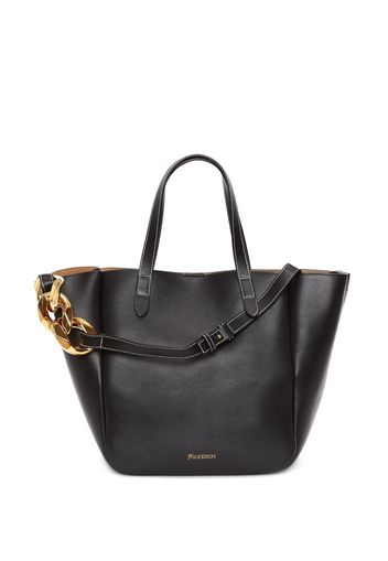 JW Anderson logo-detail leather tote bag - Black