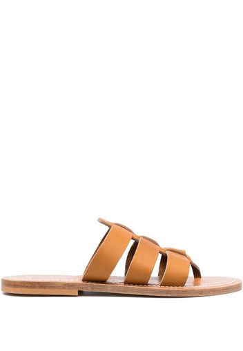 K. Jacques caged-design calf-leather slides - Brown