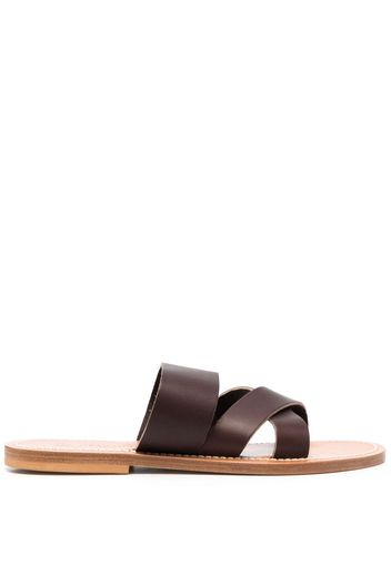 K. Jacques crossover-strap calf-leather slides - Brown