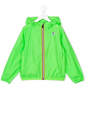 K Way Kids striped trim hooded jacket - Green