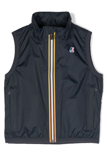 K Way Kids logo-patch zipped vest - Blue