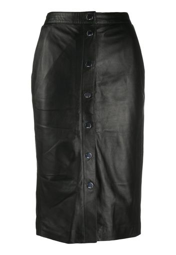 high-rise leather skirt