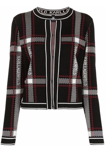 Karl Lagerfeld check-pattern knit cardigan - Black