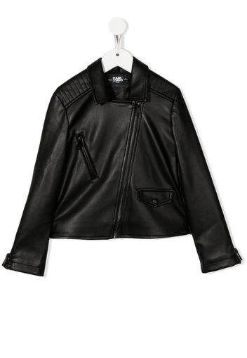 Karl Lagerfeld Kids off-center zip biker jacket - Black