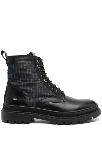 Karl Lagerfeld Outland mixed-panel combat boots - Black