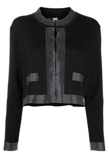 Karl Lagerfeld crystal-embellished knitted cardigan - Black