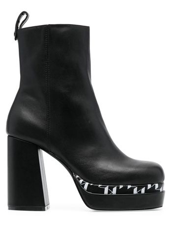 Karl Lagerfeld monogram-print platform boots - Black