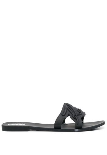 Karl Lagerfeld debossed-logo strap sliders - Black