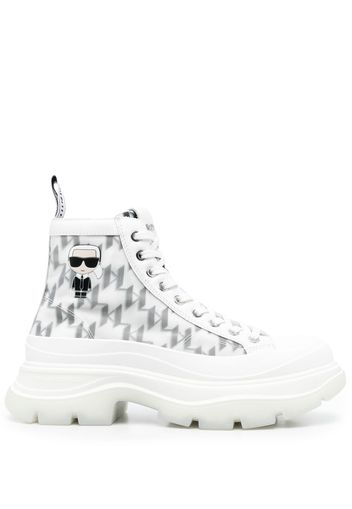 Karl Lagerfeld monogram-pattern leather trainers - White