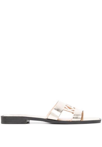 Karl Lagerfeld metallic-effect leather slides - Gold