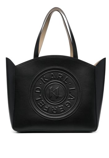 Karl Lagerfeld large K/Circle debossed-logo tote bag - Black