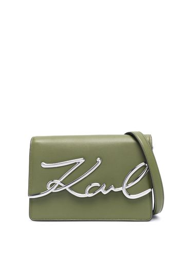 Karl Lagerfeld K/Signature leather shoulder bag - Green