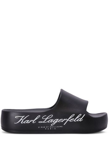 Karl Lagerfeld logo-print flat slides - Black