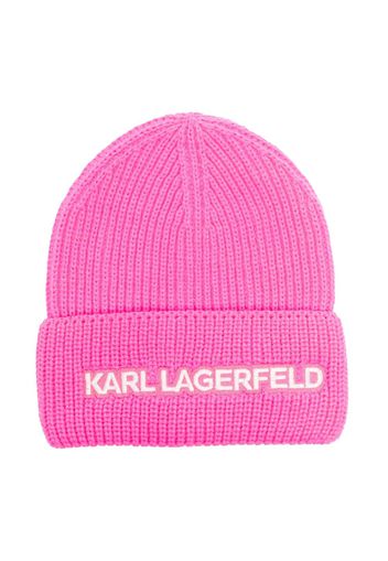 Karl Lagerfeld Kids embroidered logo beanie - Pink