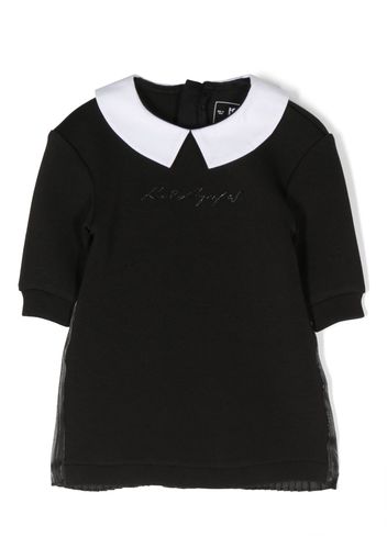 Karl Lagerfeld Kids logo-embroidered bib-collar dress - Black