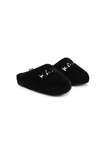 Karl Lagerfeld Kids logo-embroidered faux-fur slippers - Black