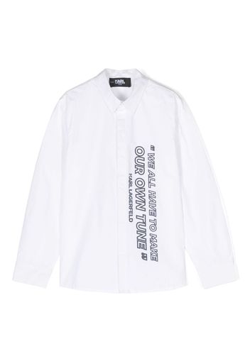 Karl Lagerfeld Kids quote-print long-sleeve poplin shirt - White