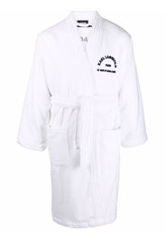 Karl Lagerfeld logo-print towelling robe - White