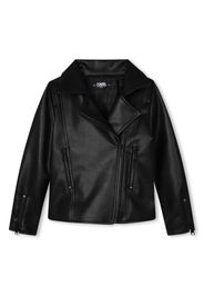 Karl Lagerfeld Kids embroidered-logo leather jacket - Black