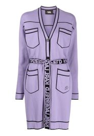 Karl Lagerfeld contrast-trimmed belted cardi-coat - Purple