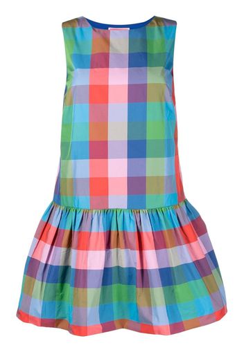 Kate Spade check-print peplum mini dress - Blue