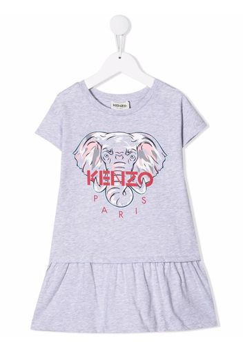 Kenzo Kids elephant-print T-shirt dress - Grey