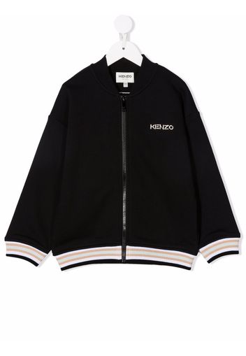 Kenzo Kids logo embroidered bomber jacket - Black