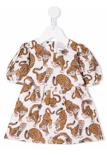 Kenzo Kids tiger pattern flared dress - White