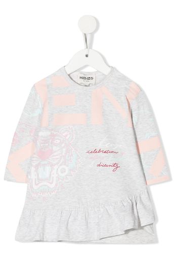 Kenzo Kids logo-print flared sweater dress - Grey