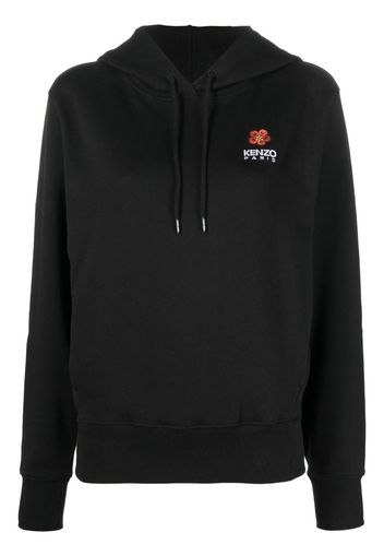 Kenzo floral-appliqué rib-trimmed hoodie - Black