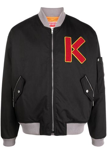 Kenzo cotton embroidered-logo bomber jacket - Black