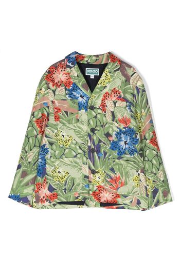 Kenzo Kids floral-print single-breasted blazer - Green