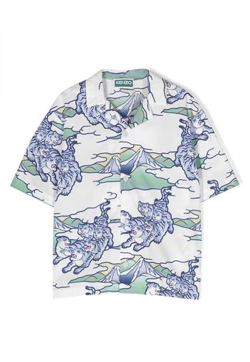 Kenzo Kids all-over print cotton shirt - White