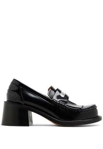 Kenzo logo-plaque leather loafers - Black