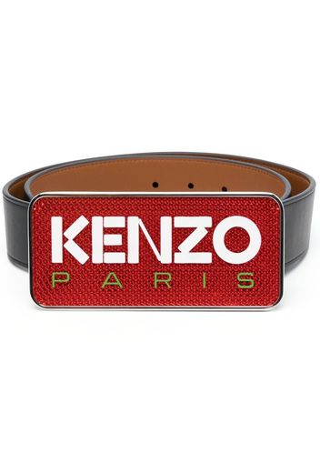 Kenzo logo-buckle leather belt - Black