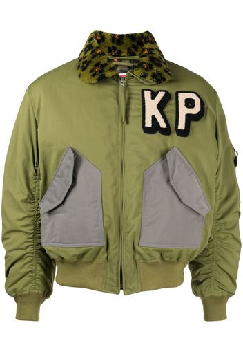 Kenzo logo-embroidered bomber jacket - Green